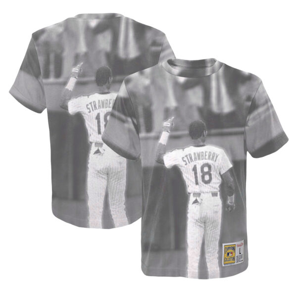 Youth Mitchell & Ness Darryl Strawberry White New York Mets Sublimated Player T-Shirt - Image 5