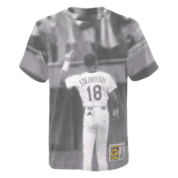 Youth Mitchell & Ness Darryl Strawberry White New York Mets Sublimated Player T-Shirt - Image 6
