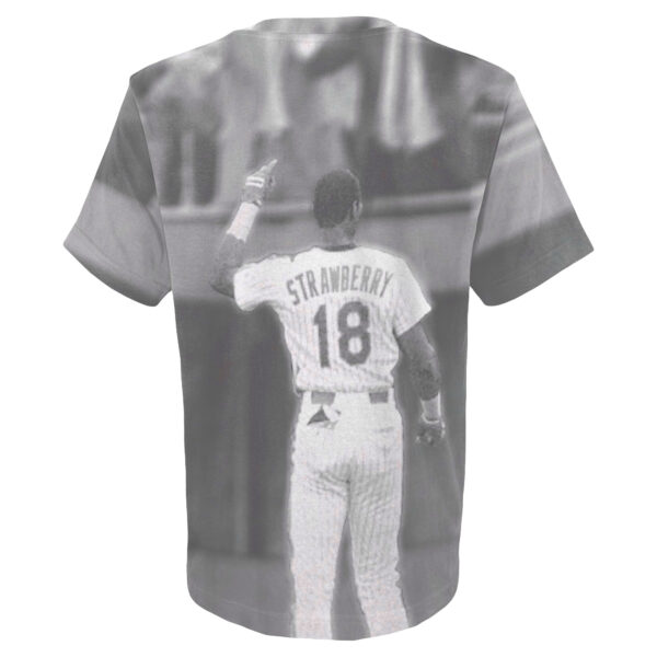 Youth Mitchell & Ness Darryl Strawberry White New York Mets Sublimated Player T-Shirt - Image 7