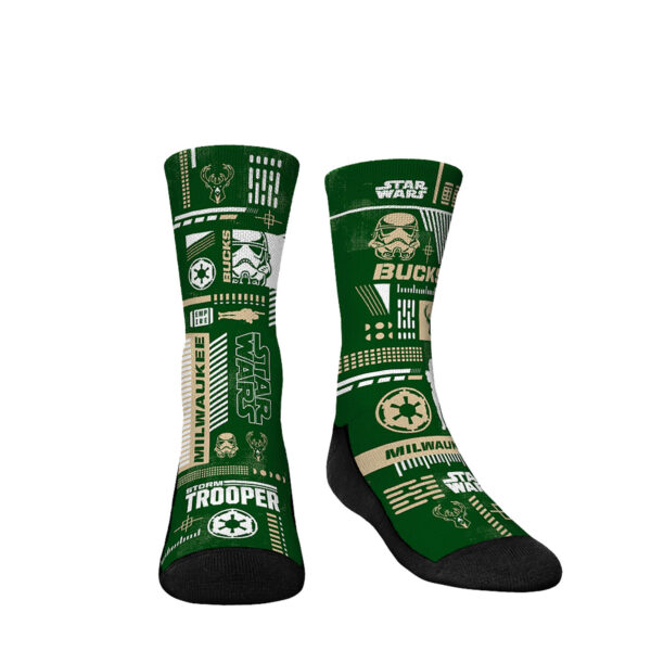Youth Rock Em Socks Darth Vader & Stormtrooper Hunter Green Milwaukee Bucks Three-Pack Star Wars Crew Socks Set - Image 7