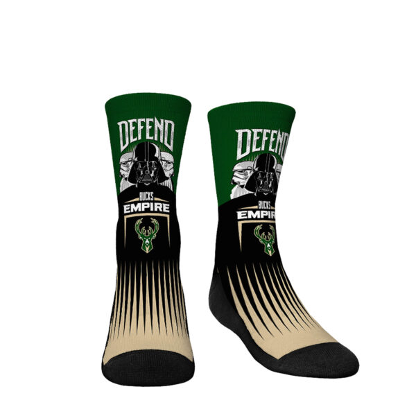 Youth Rock Em Socks Darth Vader & Stormtrooper Hunter Green Milwaukee Bucks Three-Pack Star Wars Crew Socks Set - Image 8