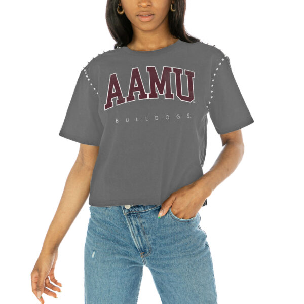 Women's Gameday Couture  Gray Alabama A&M Bulldogs After Party Cropped T-Shirt
