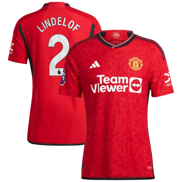 Men's adidas Victor Lindelof Red Manchester United 2023/24 Home Authentic Player Jersey