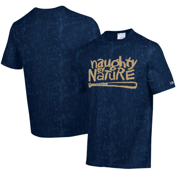 Unisex Champion Navy Naughty by Nature Retro Wash Gold Ink T-Shirt
