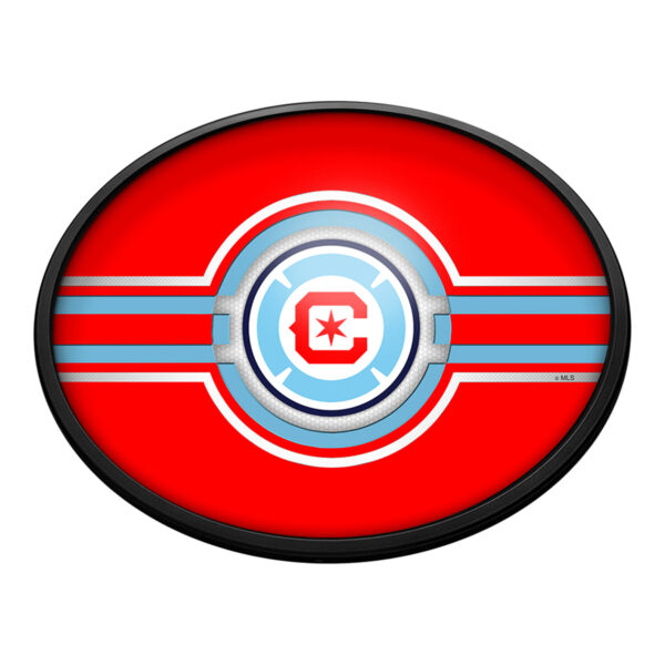 Chicago Fire 18'' x 14'' Slimline Illuminated Striped Oval Wall Sign