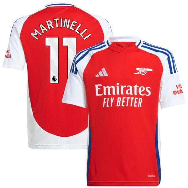 Youth adidas Gabriel Martinelli Red Arsenal 2024/25 Home Replica Player Jersey - Image 5