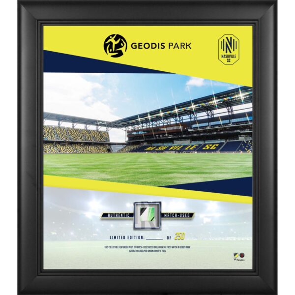 Nashville SC Framed 15" x 17" Nashville GEODIS Park Stadium Debut Collage with a Piece of Match-Used Soccer Ball - Limited Edition of 250