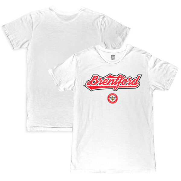 Men's 1863FC  White Brentford FC Script Slub T-Shirt - Image 5