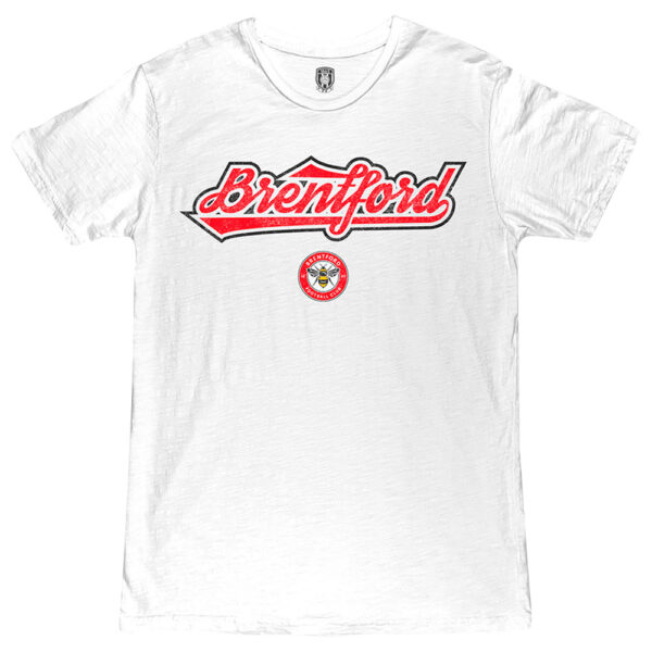 Men's 1863FC  White Brentford FC Script Slub T-Shirt - Image 6
