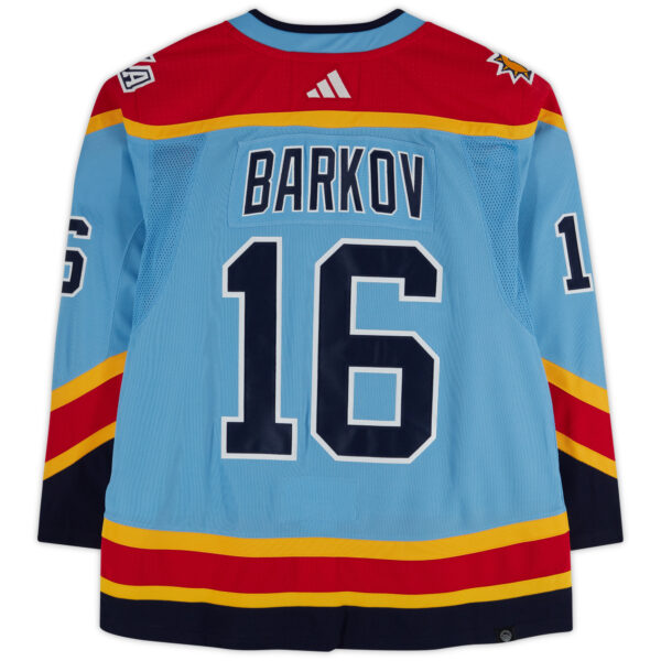 Florida Panthers 2024 Stanley Cup Champions Autographed 2022-23 Reverse Retro Light Blue adidas Authentic Jersey with Multiple Signatures and Inscriptions - Limited Edition #1/24 - Image 8