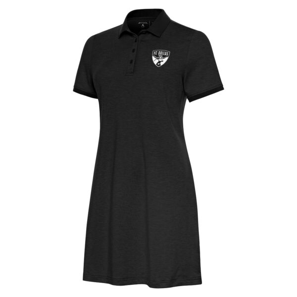 Women's Antigua Black FC Dallas White Logo Play Through Polo Dress