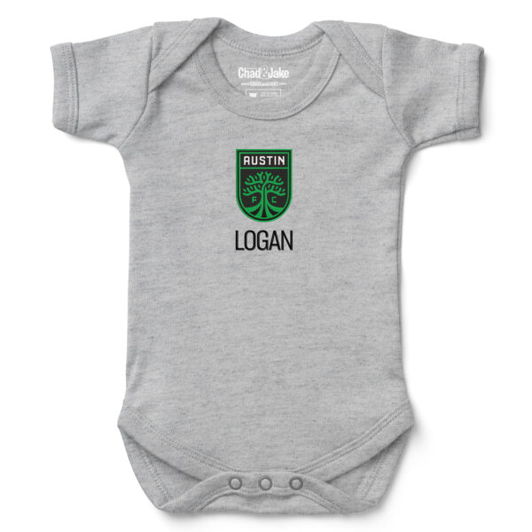 Infant Chad & Jake Heather Gray Austin FC Logo Personalized Bodysuit