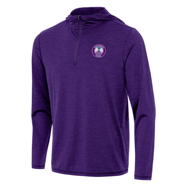 Men's Antigua Heather Purple Orlando Pride Tidy Quarter-Zip Pullover Hoodie