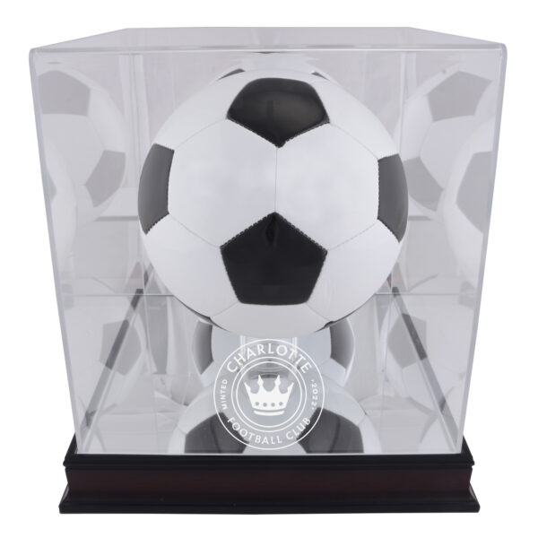 Charlotte FC Mahogany Team Logo Soccer Ball Display Case