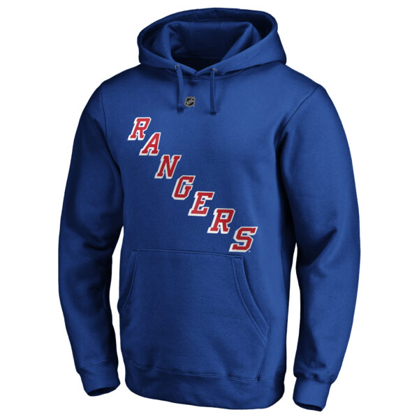Men's Fanatics Alexis Lafreniere Royal New York Rangers Authentic Stack Player Name & Number Fitted Pullover Hoodie - Image 3