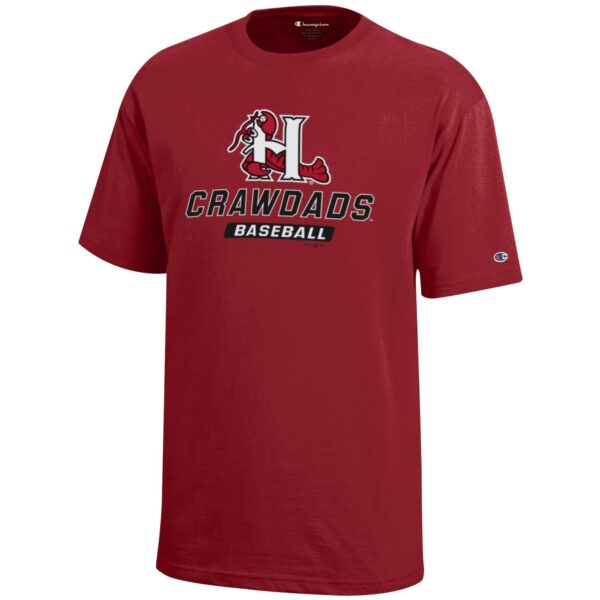 Youth Champion Red Hickory Crawdads Jersey T-Shirt - Image 9