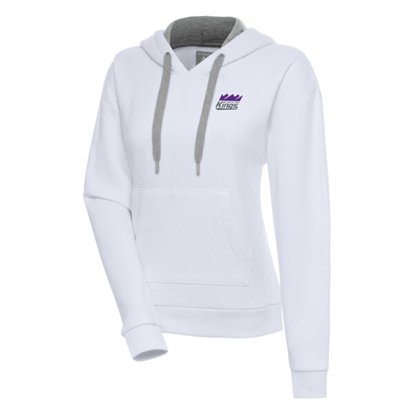 Women's Antigua White Stockton Kings Victory Pullover Hoodie
