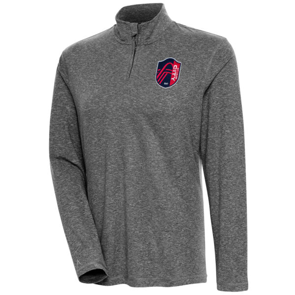 Women's Antigua  Heather Black St. Louis City SC Confront Quarter-Zip Pullover Top