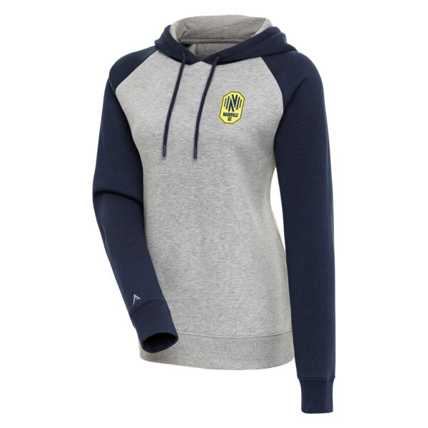 Women's Antigua  Heather Gray Nashville SC Victory Raglan Sleeve Pullover Hoodie