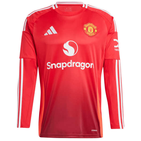 Men's adidas Red Manchester United 2024/25 Home Long Sleeve Replica Custom Jersey - Image 6