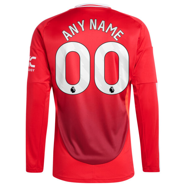 Men's adidas Red Manchester United 2024/25 Home Long Sleeve Replica Custom Jersey - Image 7