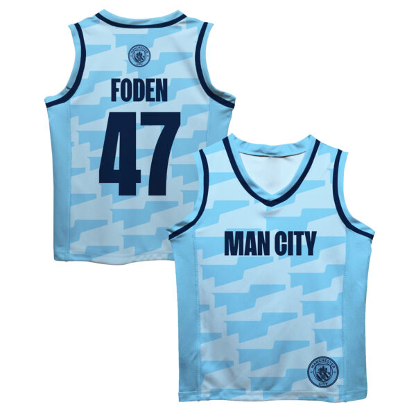 Toddler Vive La Fete Phil Foden Sky Blue Manchester City Mesh Basketball Jersey - Image 5