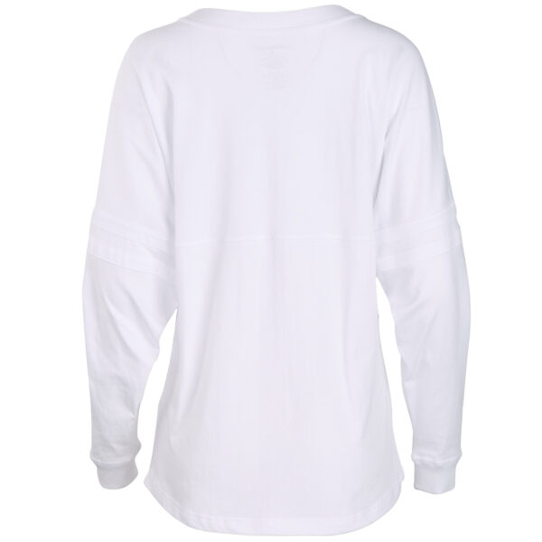 Women's White Eugene Emeralds Retro Jersey Long Sleeve Pom Pom T-Shirt - Image 7