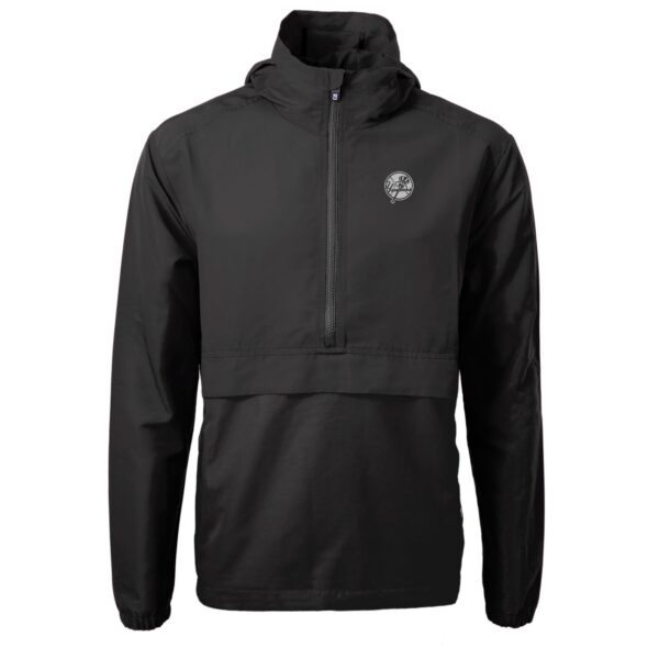 Men's Cutter & Buck Black New York Yankees Charter Eco Recycled Anorak Half-Zip Hoodie Jacket - Image 6