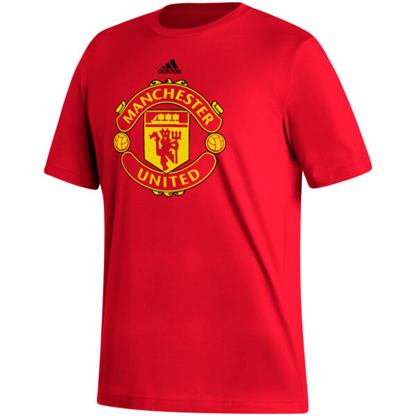 Men's adidas Red Manchester United Vertical Back T-Shirt - Image 6