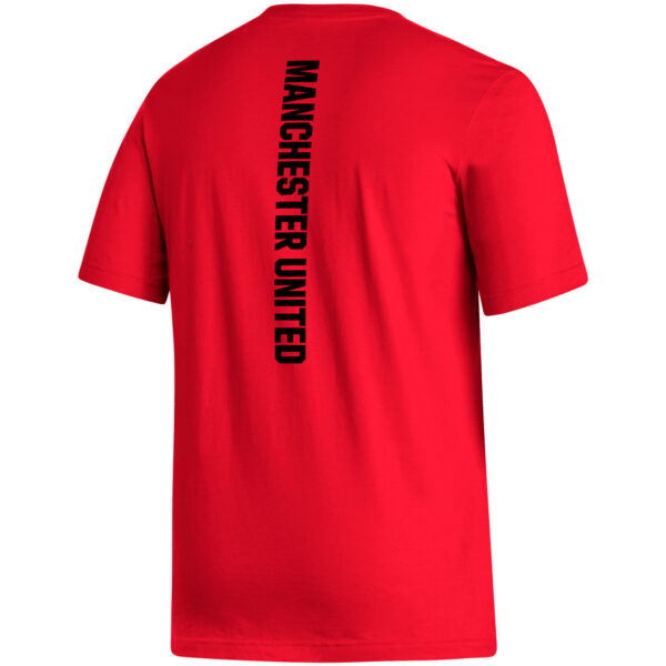 Men's adidas Red Manchester United Vertical Back T-Shirt - Image 7