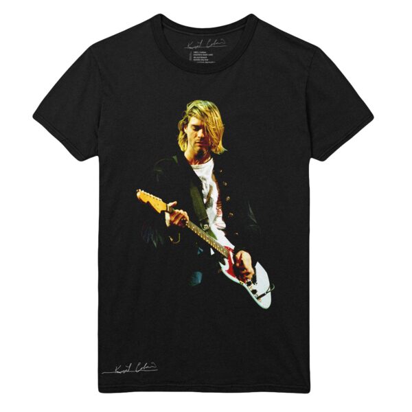 Unisex Kurt Cobain Black Nirvana Guitar Photo Color T-Shirt