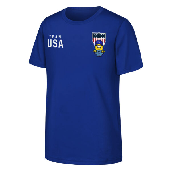 Youth  Royal Team USA Minions Flag Logo T-Shirt - Image 6