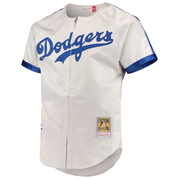 Men's Mitchell & Ness Jackie Robinson Gray Brooklyn Dodgers Cooperstown Collection Authentic Jersey - Image 6