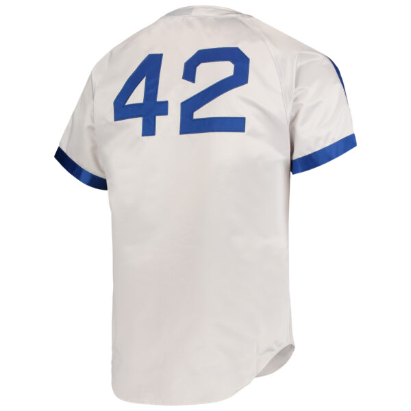 Men's Mitchell & Ness Jackie Robinson Gray Brooklyn Dodgers Cooperstown Collection Authentic Jersey - Image 7