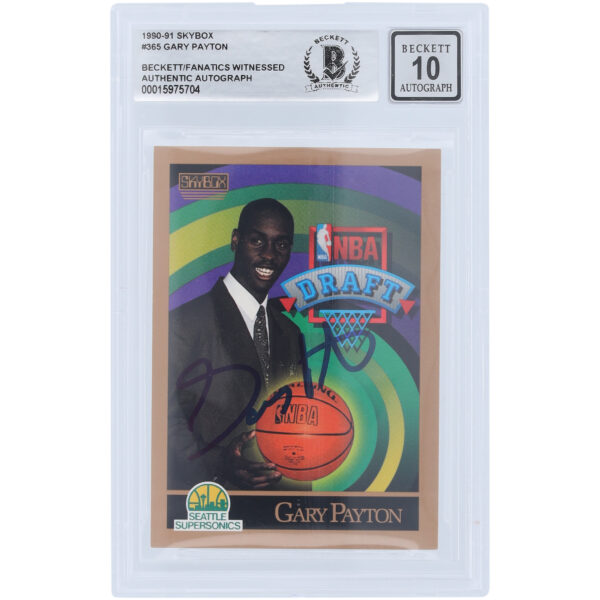 Gary Payton Seattle SuperSonics Autographed 1990-91 Skybox Series 1 #365 Beckett Fanatics Witnessed Authenticated 10 Rookie Card