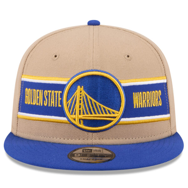 Men's New Era Tan/Royal Golden State Warriors 2024 NBA Draft 9FIFTY Snapback Hat - Image 8