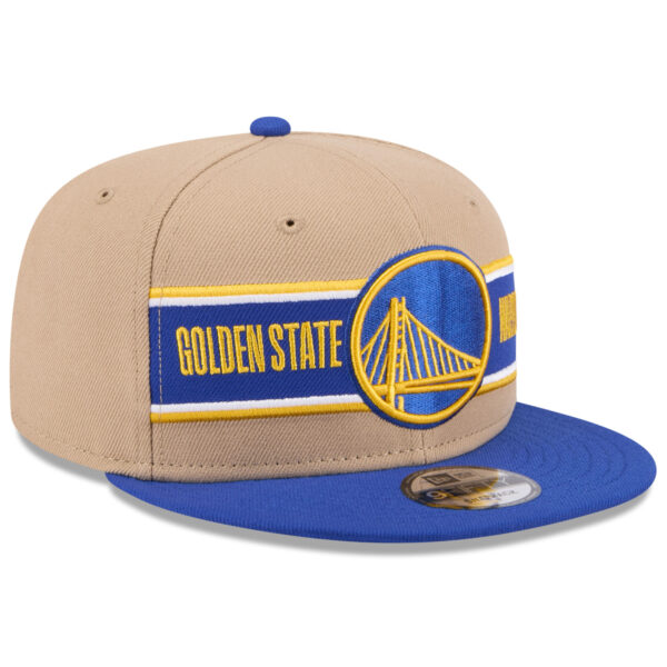 Men's New Era Tan/Royal Golden State Warriors 2024 NBA Draft 9FIFTY Snapback Hat - Image 9