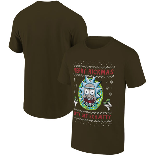Men's Ripple Junction Olive Brown Rick And Morty  Holiday Graphic T-Shirt - Image 5