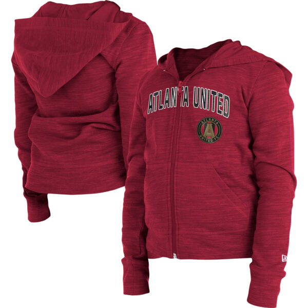Girls Youth New Era Red Atlanta United FC Space-Dye Full-Zip Hoodie