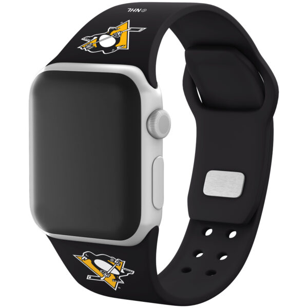 Black Pittsburgh Penguins Silicone Apple Watch Band