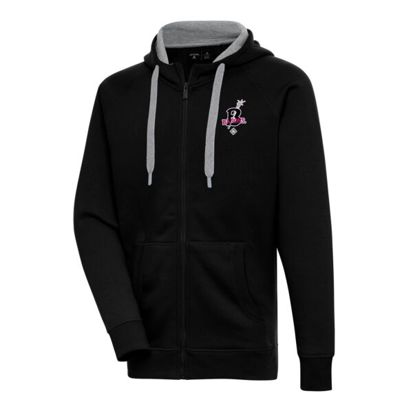 Men's Antigua Black Birmingham Black Barons Victory Full-Zip Hoodie
