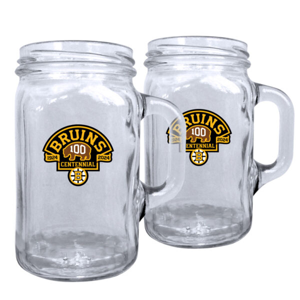 Boston Bruins Centennial Two-Piece 16oz. Mason Mug Set