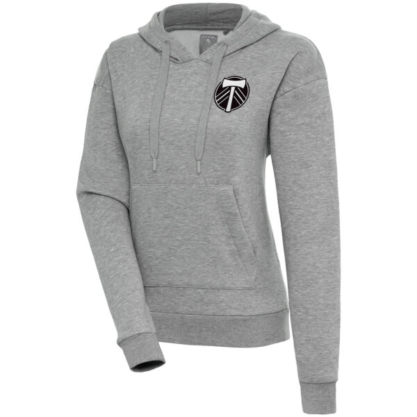 Women's Antigua  Heather Gray Portland Timbers Brushed Metallic Victory Pullover Hoodie