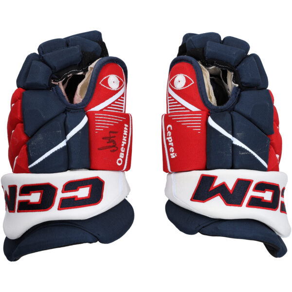 Alexander Ovechkin Washington Capitals Autographed Game-Used Navy/Red CCM Gloves from the 2023-24 NHL Season - RG13338757-58