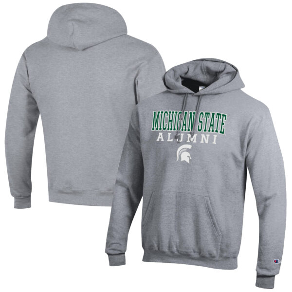 Men's Champion  Gray Michigan State Spartans Alumni Logo Stack Pullover Hoodie - Image 5