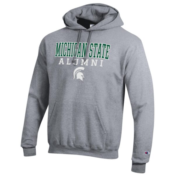 Men's Champion  Gray Michigan State Spartans Alumni Logo Stack Pullover Hoodie - Image 6