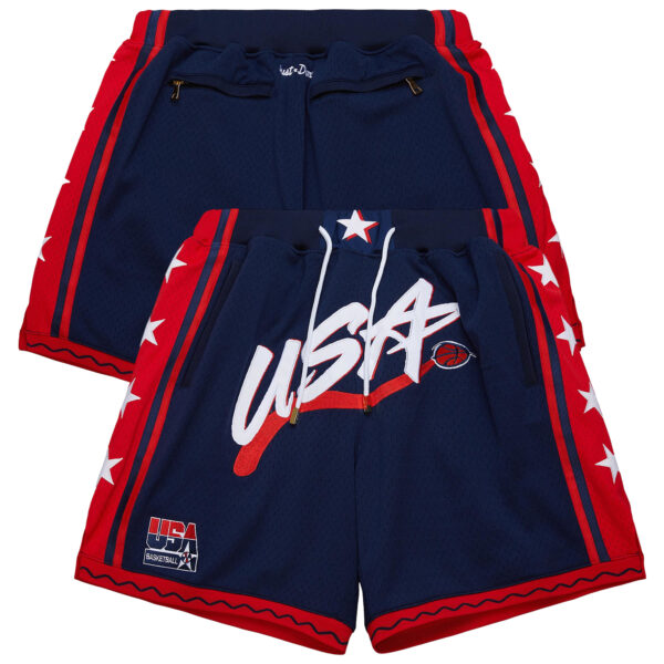 Men's Mitchell & Ness x Just Don Navy USA Basketball Authentic Shorts