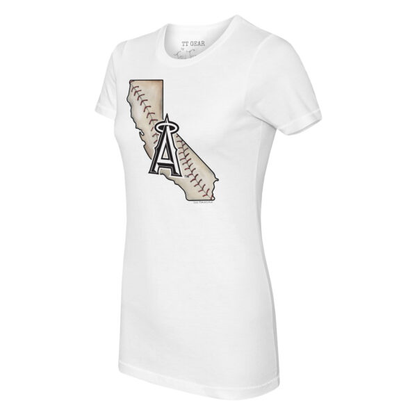 Women's Tiny Turnip White Los Angeles Angels State Outline T-Shirt - Image 6