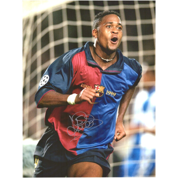 Icons Shop Limited Patrick Kluivert Barcelona Autographed 12" x 16" Photograph