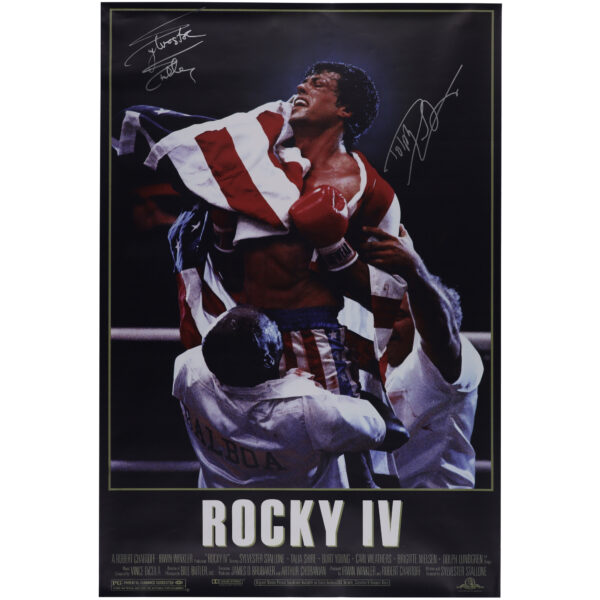 Sylvester Stallone and Dolph Lundgren Rocky IV Autographed 24" x 36" Movie Poster